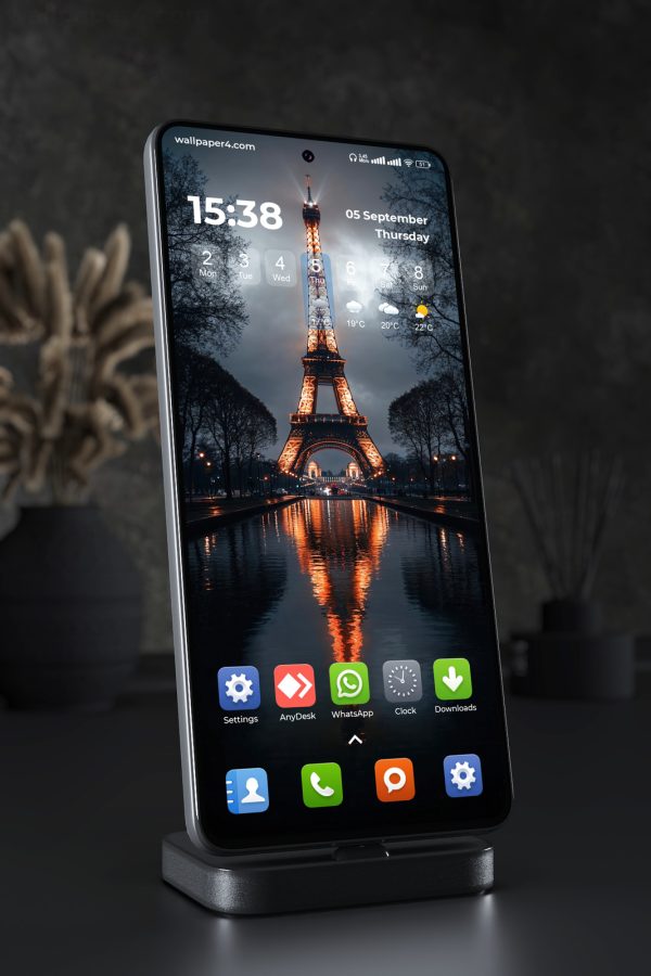 Phone Wallpaper 2857 - Eiffel Tower Reflection in a Rainy Paris Night