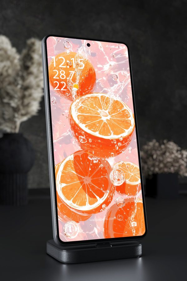Phone Wallpaper 2861 - Fresh Orange Splash Citrus Art Aesthetic Background