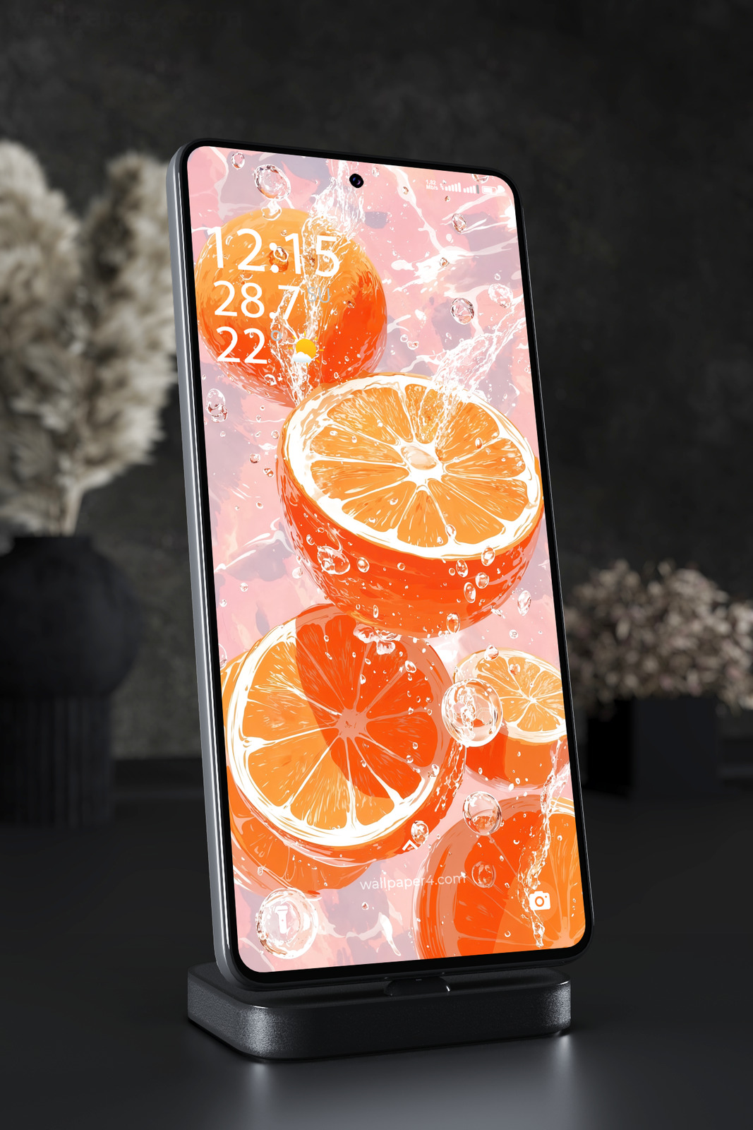 Phone Wallpaper 2861 - Fresh Orange Splash Citrus Art Aesthetic Background