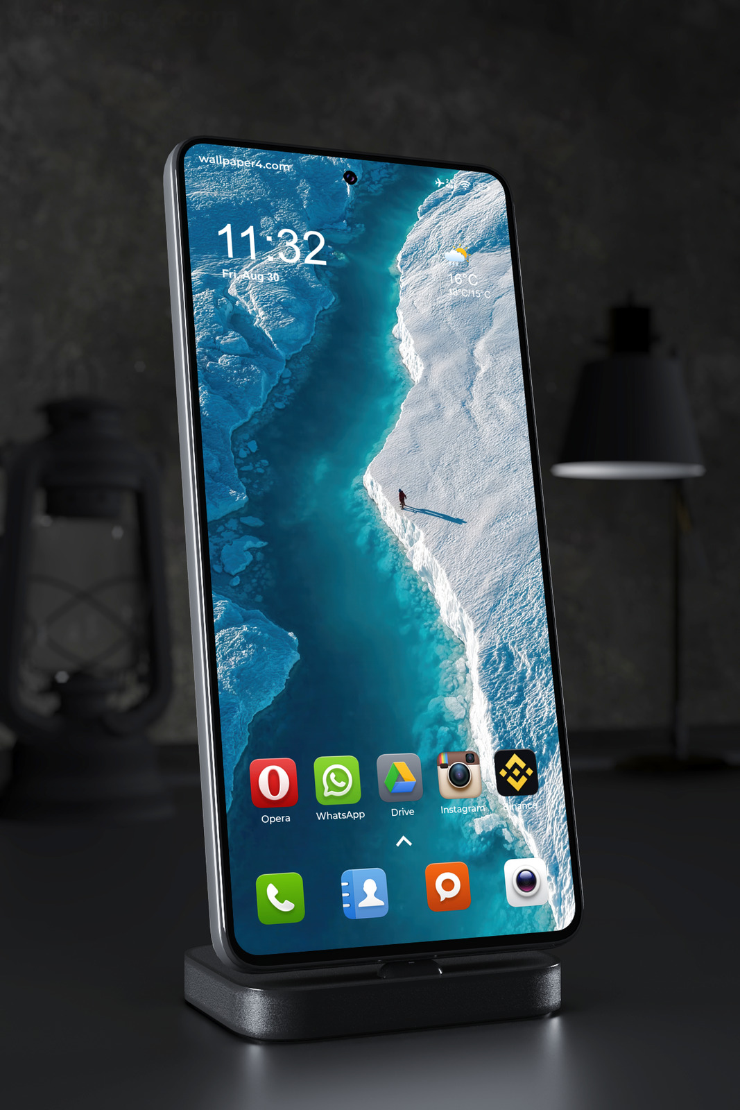 Mobile Wallpaper 2887 - Arctic Ice Canyon with Turquoise Water