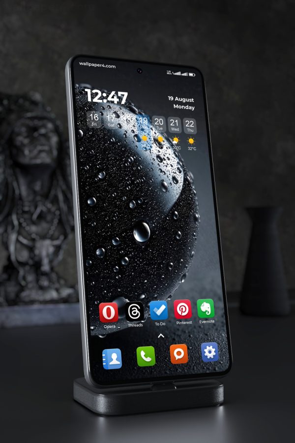 Phone Wallpaper 2890 - Dark Water Droplets Macro Abstract Texture Art