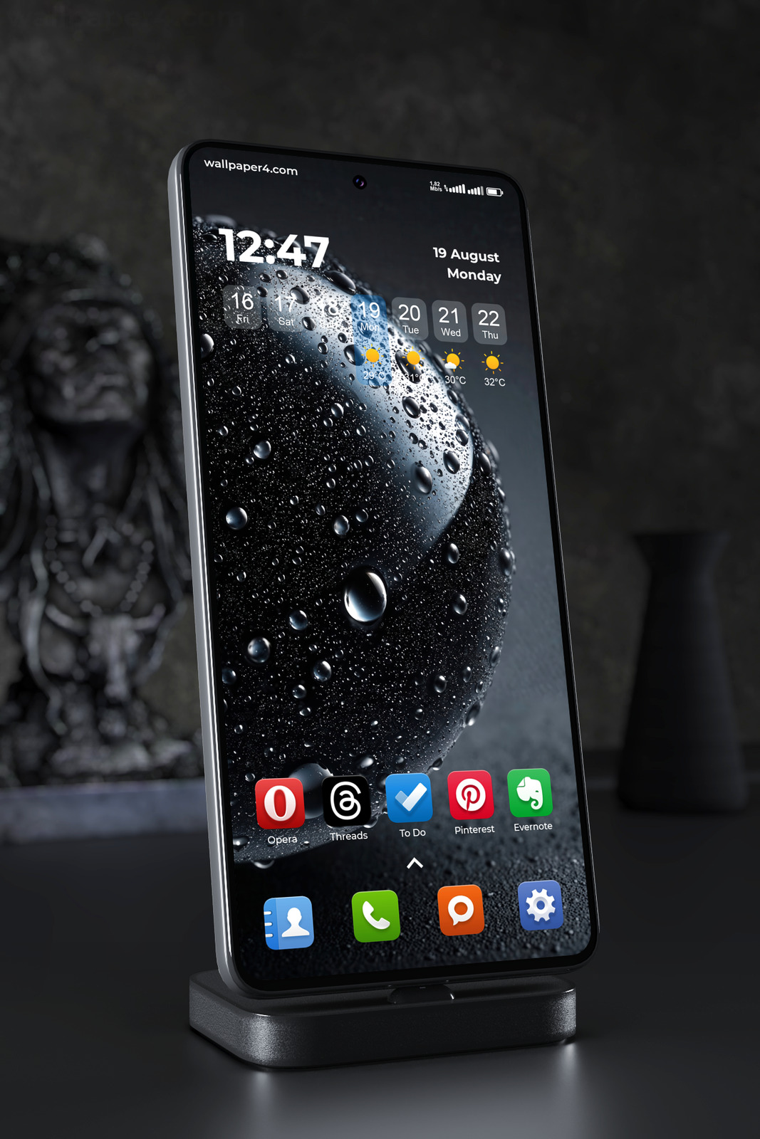 Phone Wallpaper 2890 - Dark Water Droplets Macro Abstract Texture Art