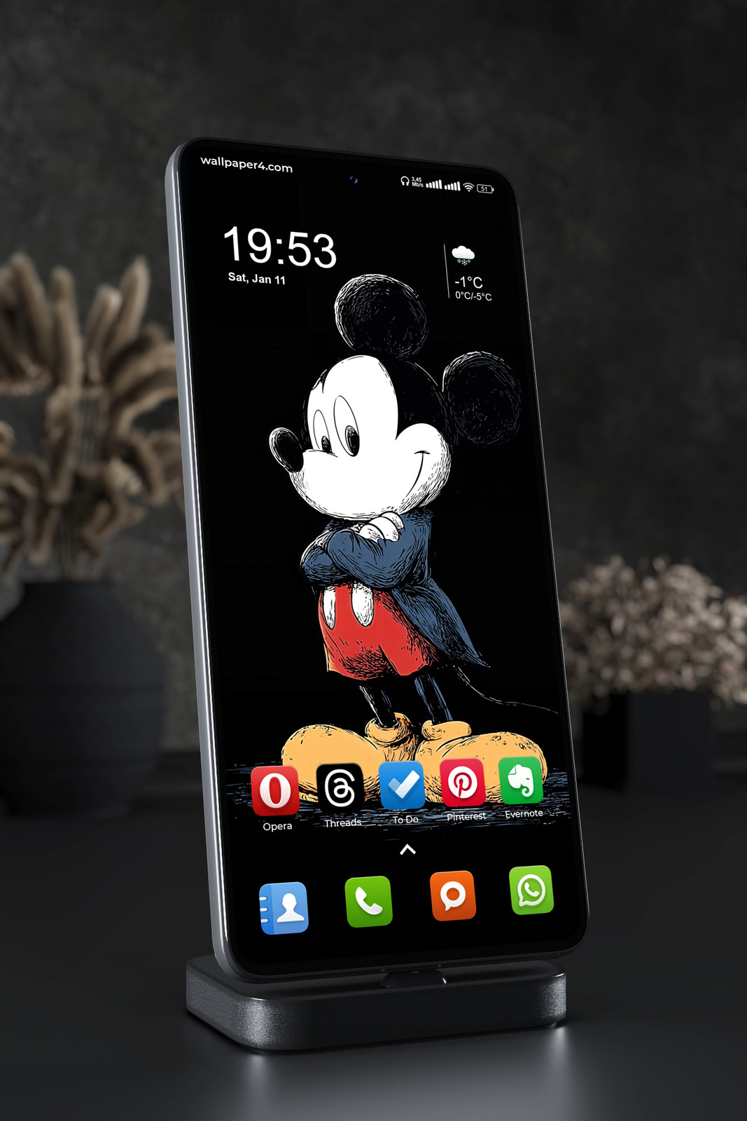 Phone Wallpaper 2912 - Mickey Mouse Retro Sketch Dark Art
