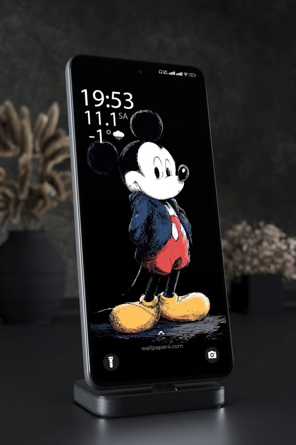 Mobile Wallpaper 2912 - Mickey Mouse Retro Sketch Dark Art