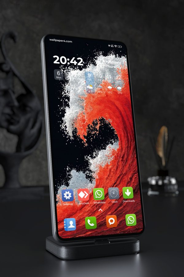 Phone Wallpaper 2924 - Red Ocean Wave Abstract Phone Background