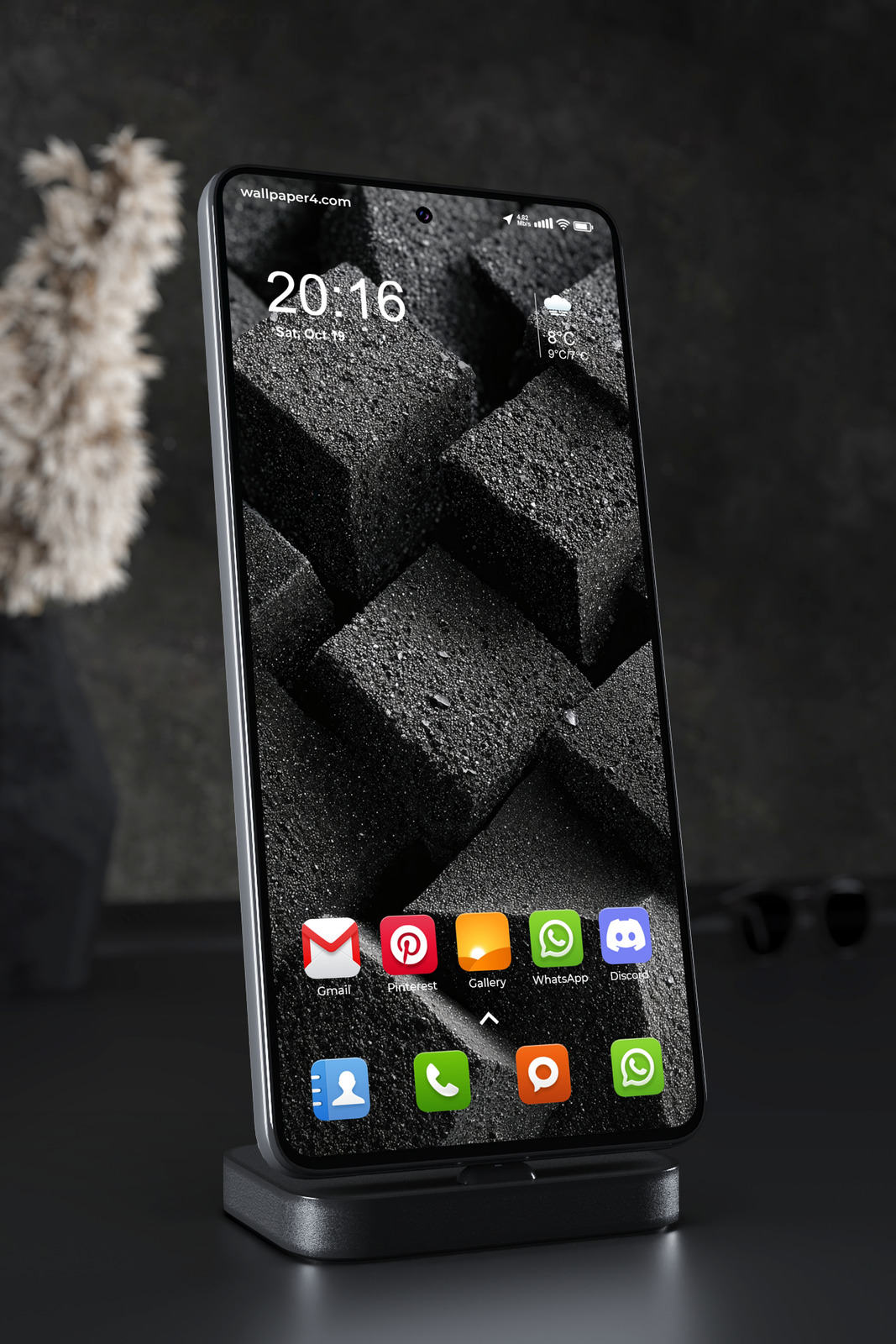 Phone Wallpaper 2927 - Dark Abstract 3D Cubes Texture