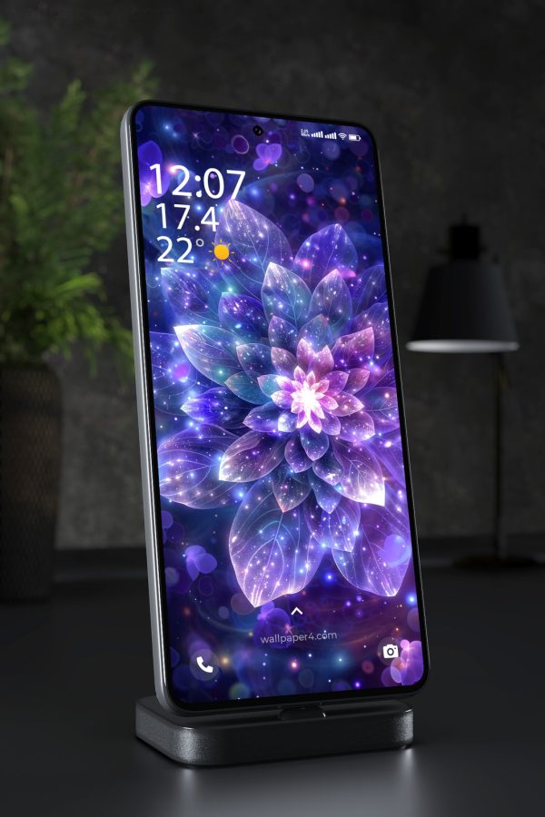 Phone Wallpaper 2930 - Cosmic Bloom Neon Galaxy Flower Phone Wallpaper