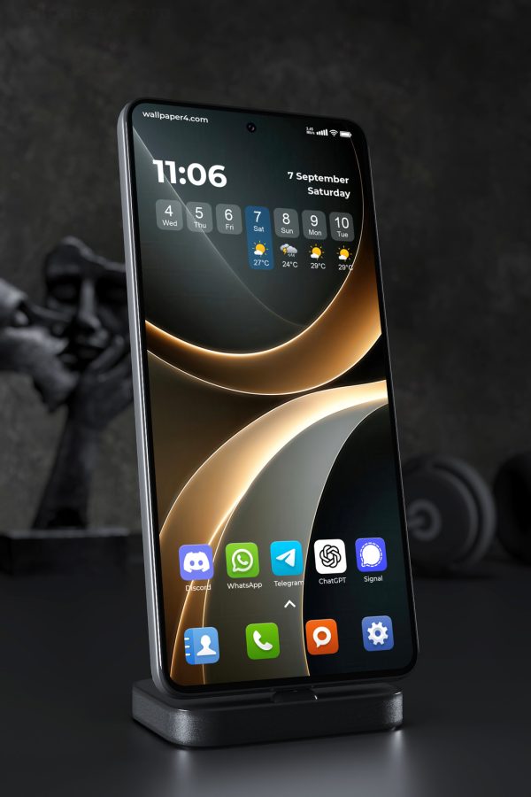 Mobile Wallpaper 2957 - Golden Abstract Curves with Dark Luxury Glow