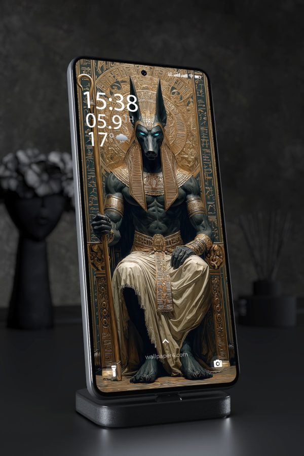 Phone Wallpaper 2961 - Anubis Egyptian God Throne Digital Art