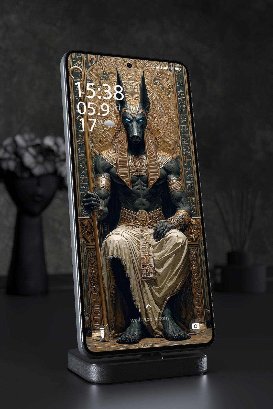 Phone Wallpaper 2961 - Anubis Egyptian God Throne Digital Art