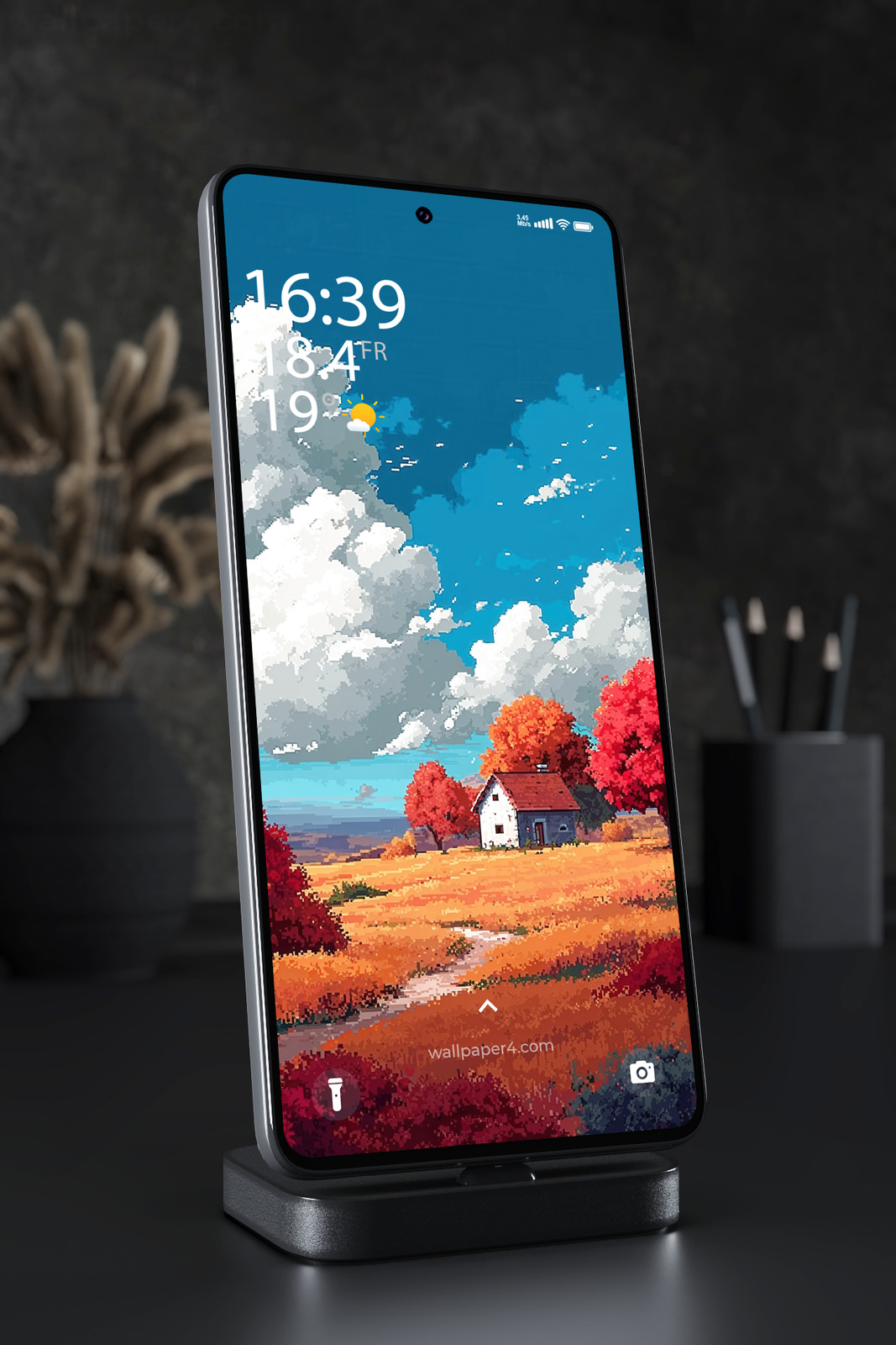 Phone Wallpaper 2970 - Autumn Cottage Pixel Art Countryside Escape