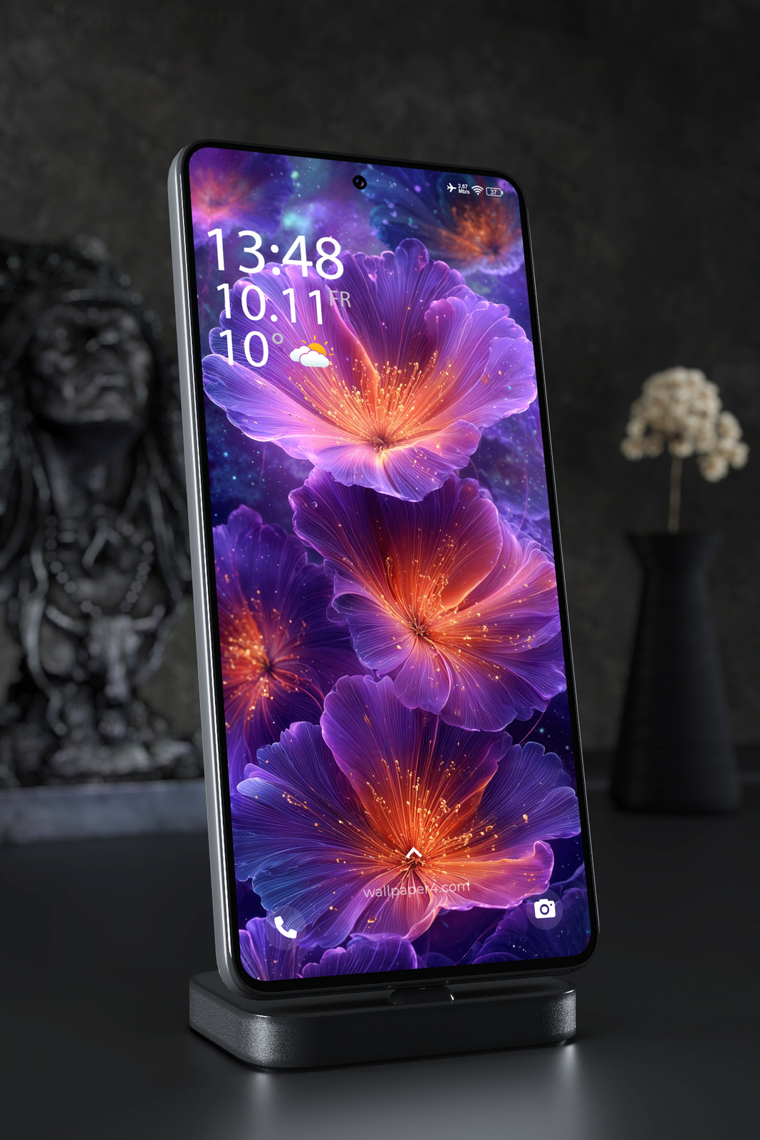 Mobile Wallpaper 3011 - Violet Fantasy Flower with Glowing Petals