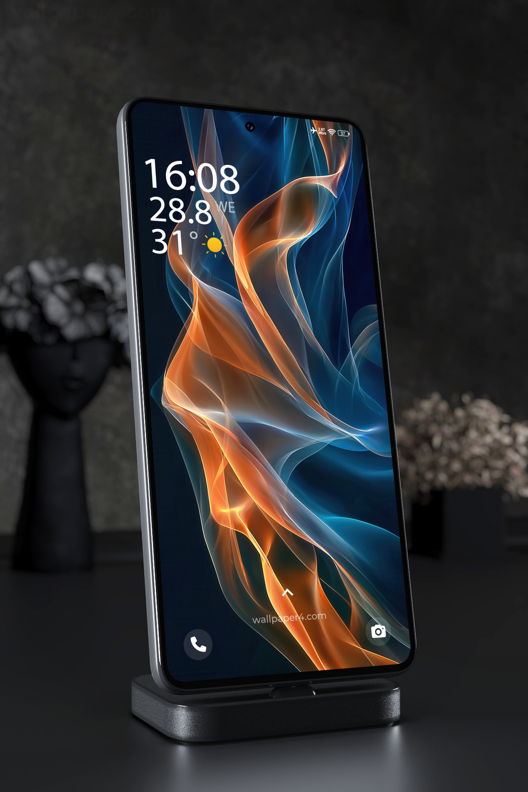 Phone Wallpaper 3023 - Abstract Blue Orange Flow Mobile Background