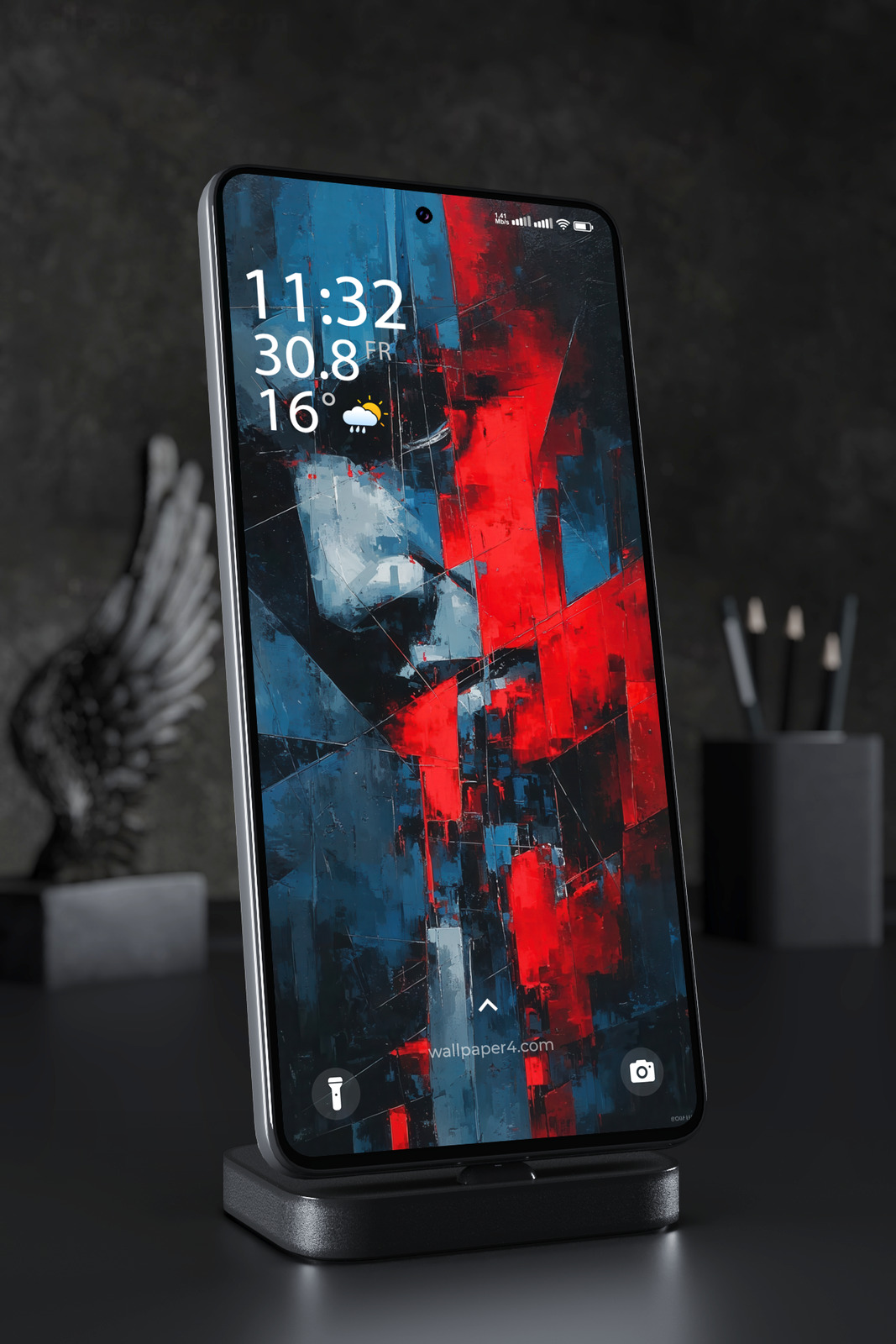 Phone Wallpaper 3026 - Red and Blue Abstract Geometric Art
