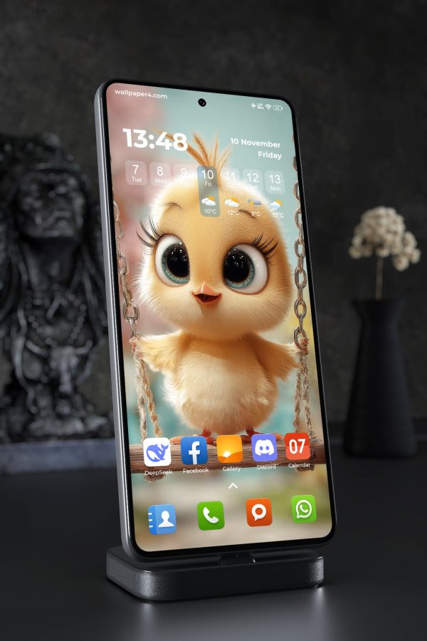 Mobile Wallpaper 3034 - Cute Baby Chick on Swing 4K Wallpaper