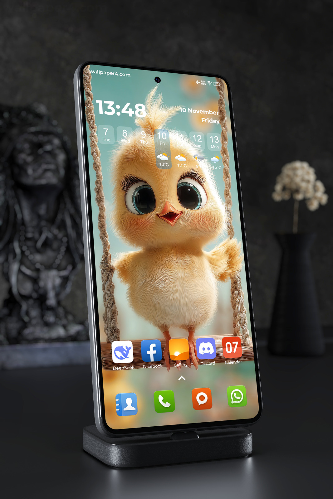 Mobile Wallpaper 3034 - Cute Baby Chick on Swing 4K Wallpaper
