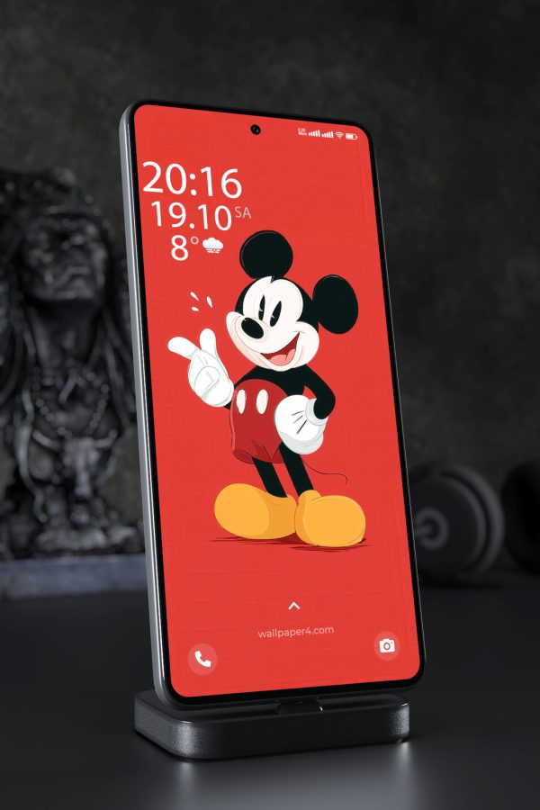 Phone Wallpaper 3072 - Mickey Mouse Retro Red Cartoon Phone Art