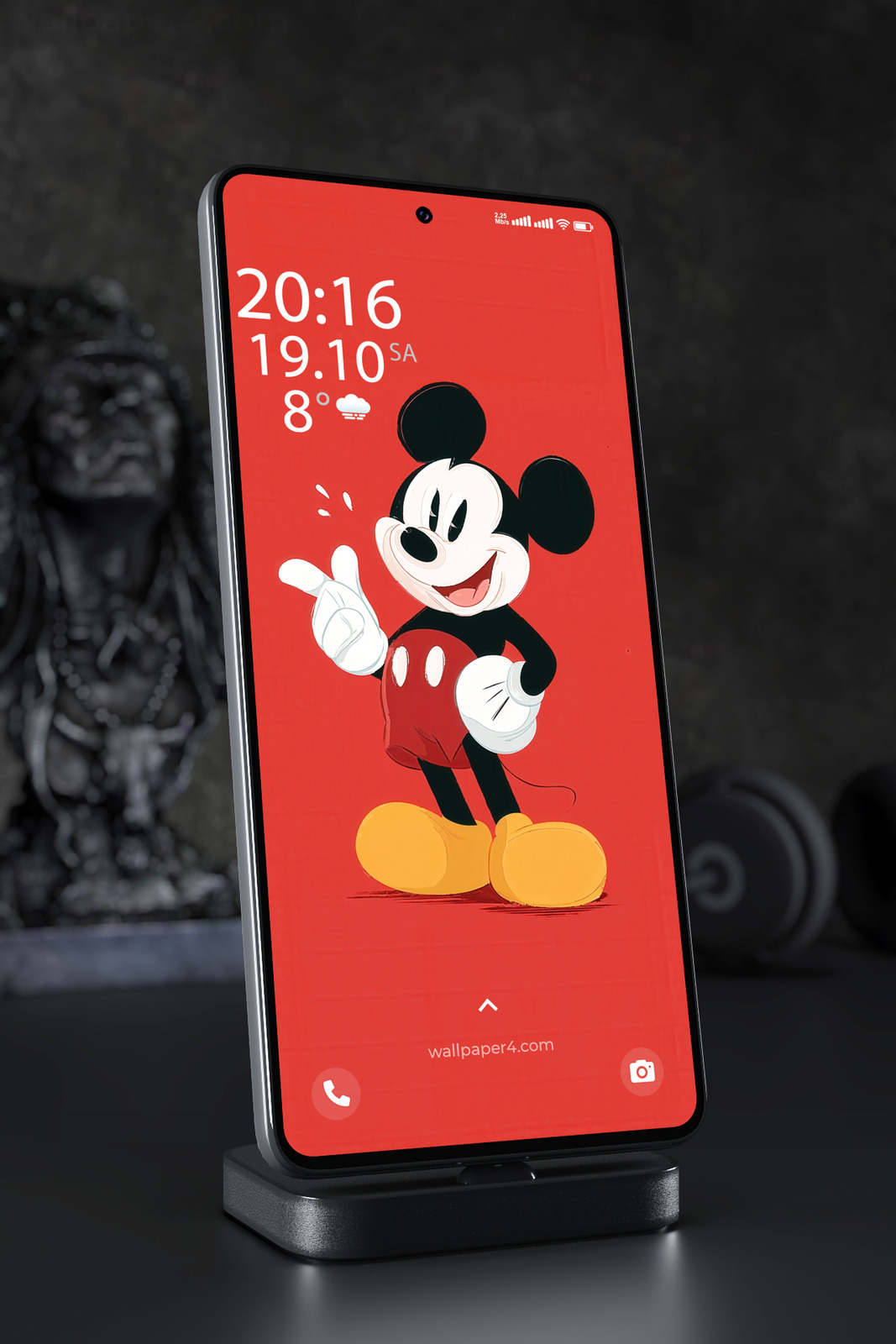 Phone Wallpaper 3072 - Mickey Mouse Retro Red Cartoon Phone Art