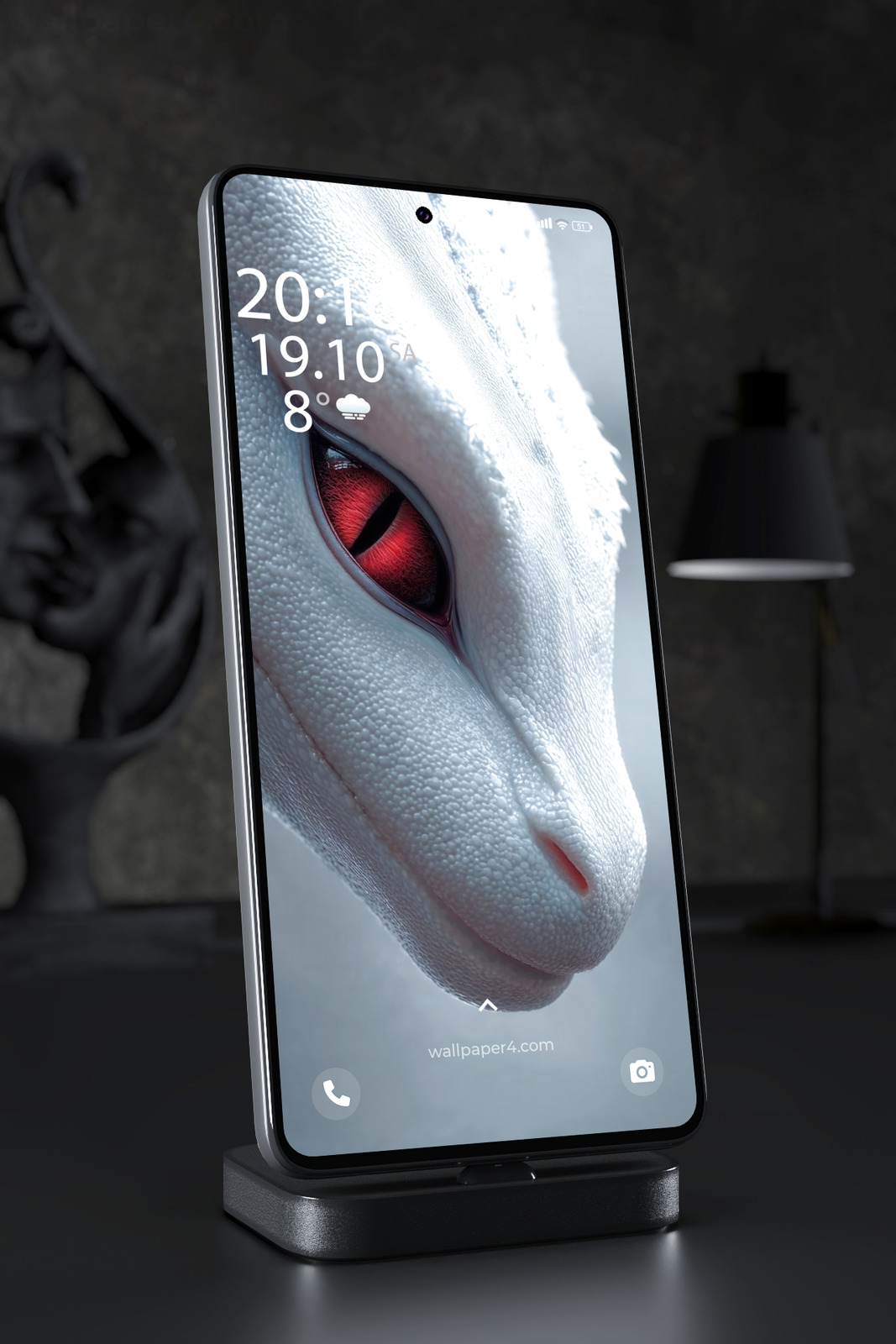 Phone Wallpaper 3090 - Albino Reptile Red Eye Close-Up