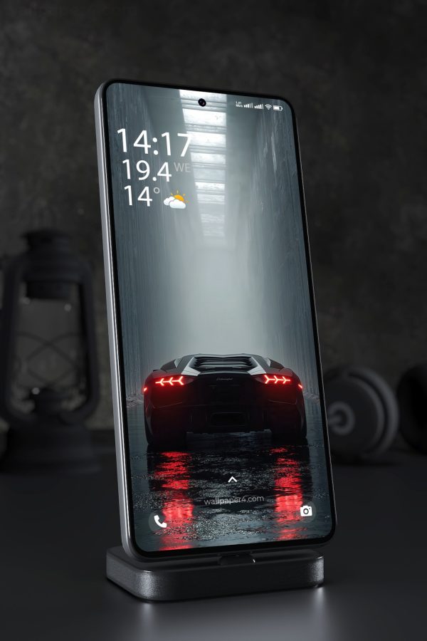 Phone Wallpaper 3116 - Dark Lamborghini Supercar in Rainy Tunnel