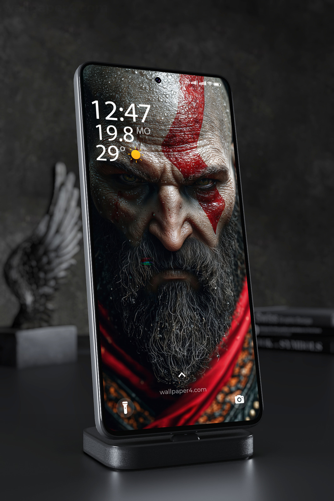 Phone Wallpaper 3147 - Kratos God of War Intense Warrior Portrait