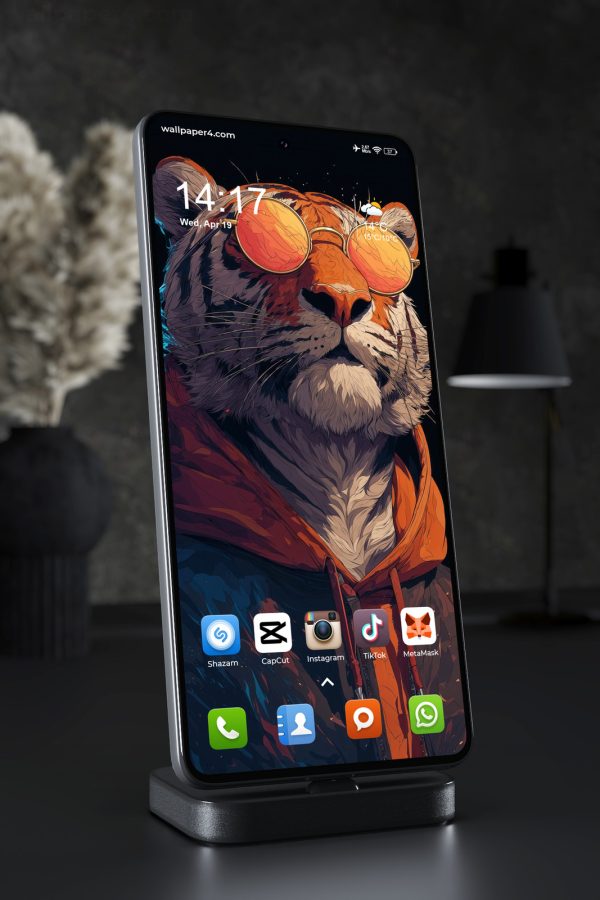 Phone Wallpaper 3223 - Cool Tiger in Hoodie with Orange Sunglasses