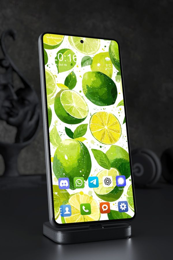 Phone Wallpaper 3307 - Fresh Lime Citrus Art for Bright Phone Screen