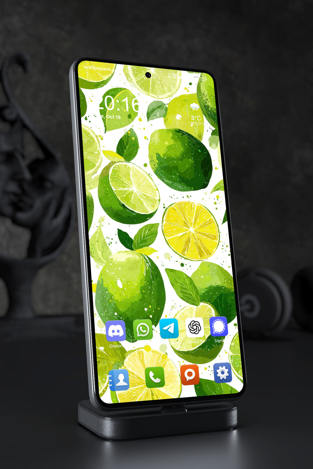 Phone Wallpaper 3307 - Fresh Lime Citrus Art for Bright Phone Screen