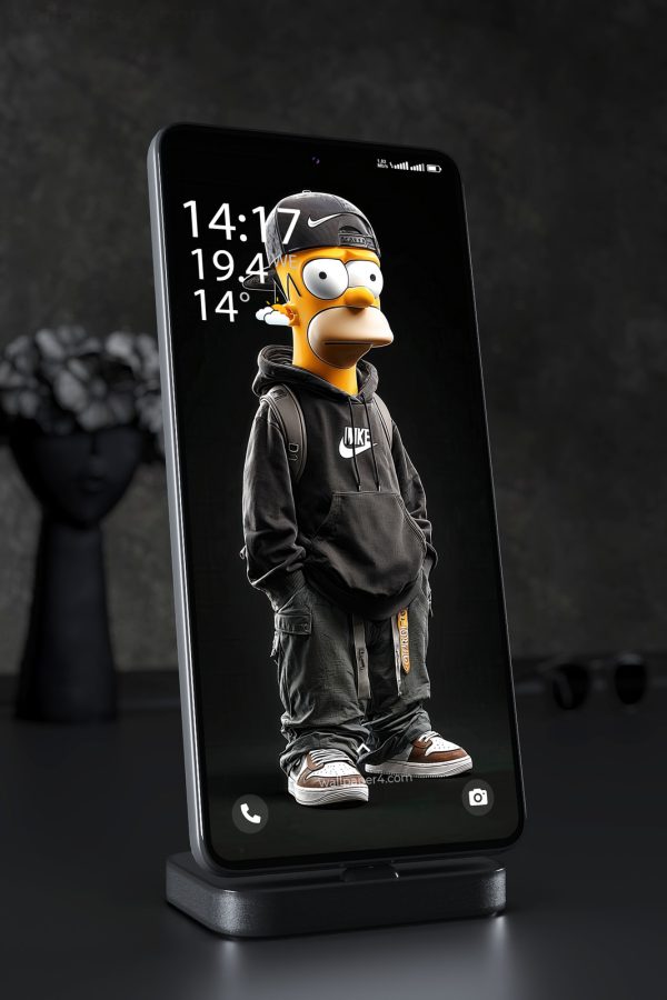 Phone Wallpaper 3325 - Homer Simpson Nike Streetwear Dark 4K Art