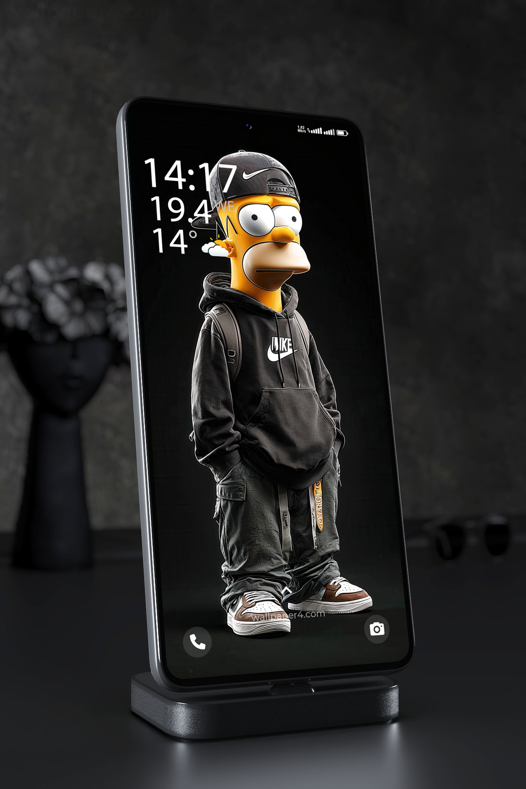 Phone Wallpaper 3325 - Homer Simpson Nike Streetwear Dark 4K Art