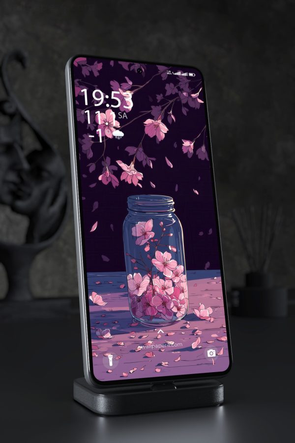Phone Wallpaper 3337 - Cherry Blossoms in a Glass Jar