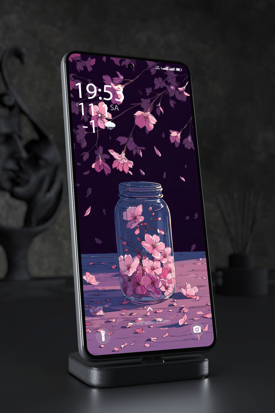 Phone Wallpaper 3337 - Cherry Blossoms in a Glass Jar