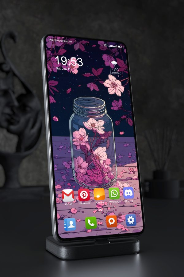 Mobile Wallpaper 3337 - Cherry Blossoms in a Glass Jar