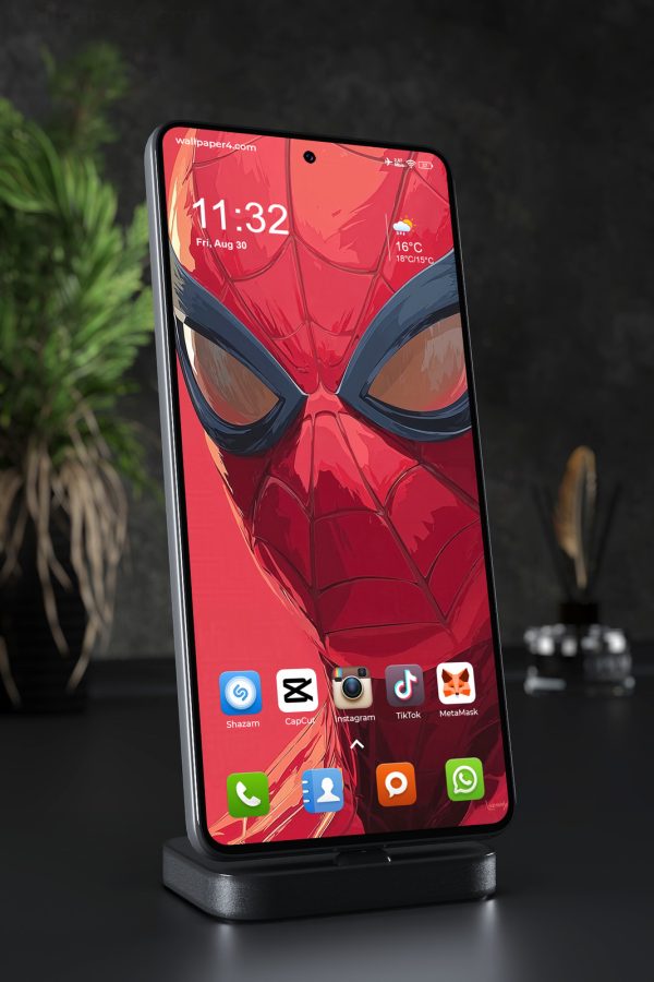 Phone Wallpaper 3360 - Spider-Man Red Mask Superhero Portrait