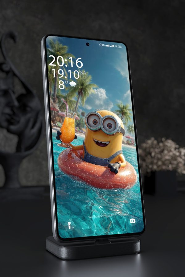Mobile Wallpaper 3392 - Minion Tropical Pool Vacation 4K Art