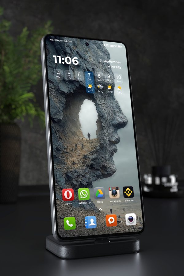 Phone Wallpaper 3402 - Surreal Stone Face Keyhole Fantasy Art