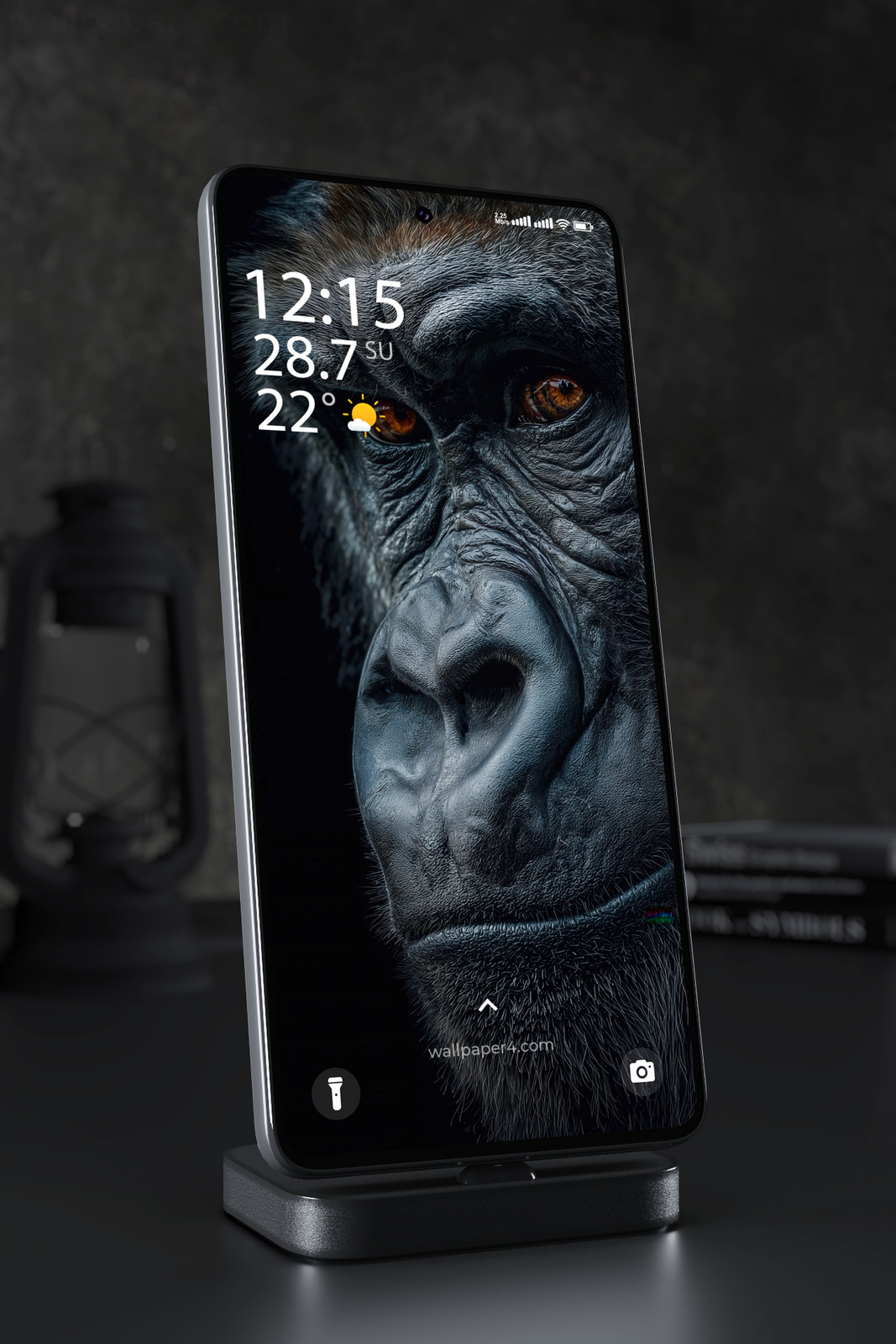 Mobile Wallpaper 3408 - Intense Gorilla Close-Up with Amber Eyes