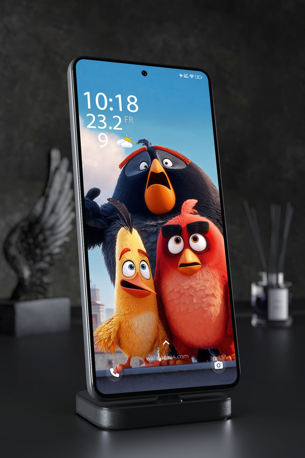 Mobile Wallpaper 3430 - Angry Birds Red Bomb and Chuck Fun Scene