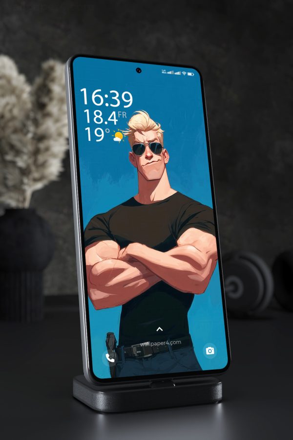 Mobile Wallpaper 3440 - Confident Muscular Man with Sunglasses Art