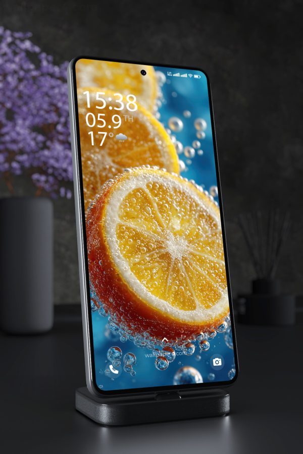 Phone Wallpaper 3448 - Fresh Orange Slices with Sparkling Bubbles