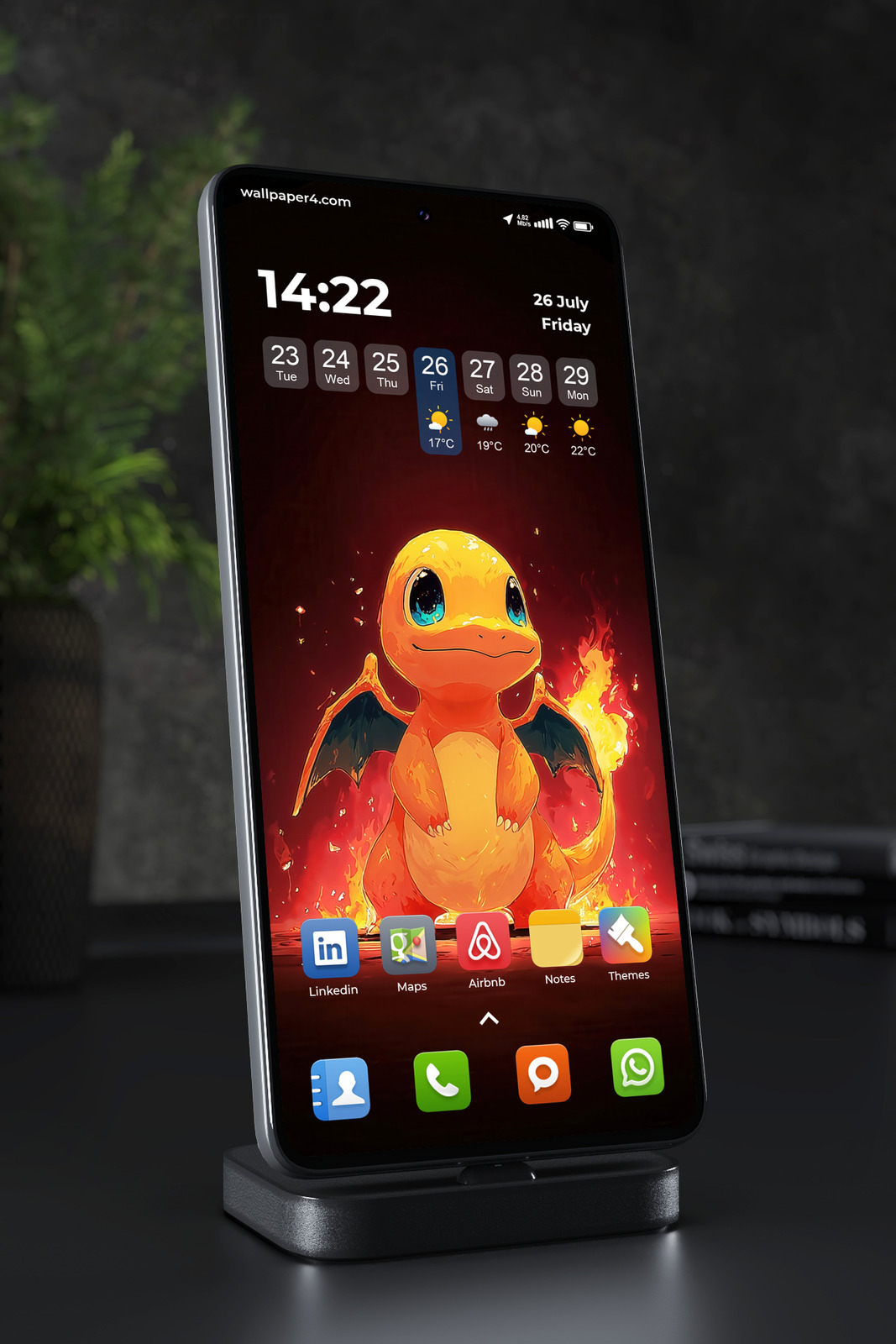 Phone Wallpaper 3466 - Cute Charmander Fire Pokémon Phone Background