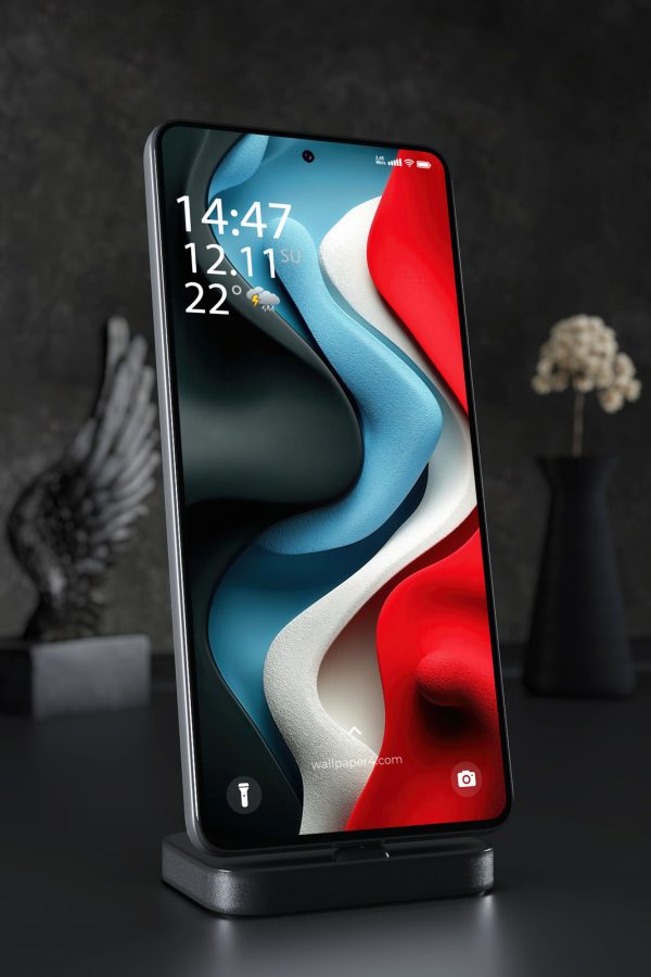 Phone Wallpaper 3501 - Abstract Red and Blue 3D Flow Shapes