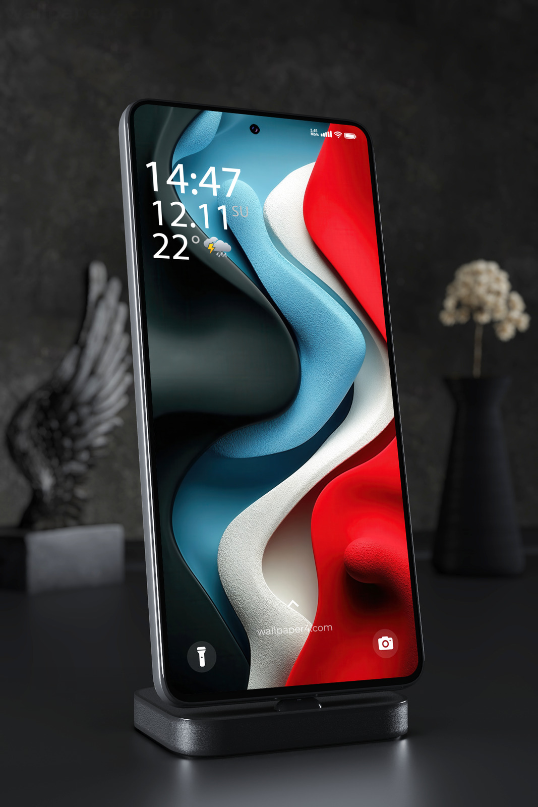 Phone Wallpaper 3501 - Abstract Red and Blue 3D Flow Shapes