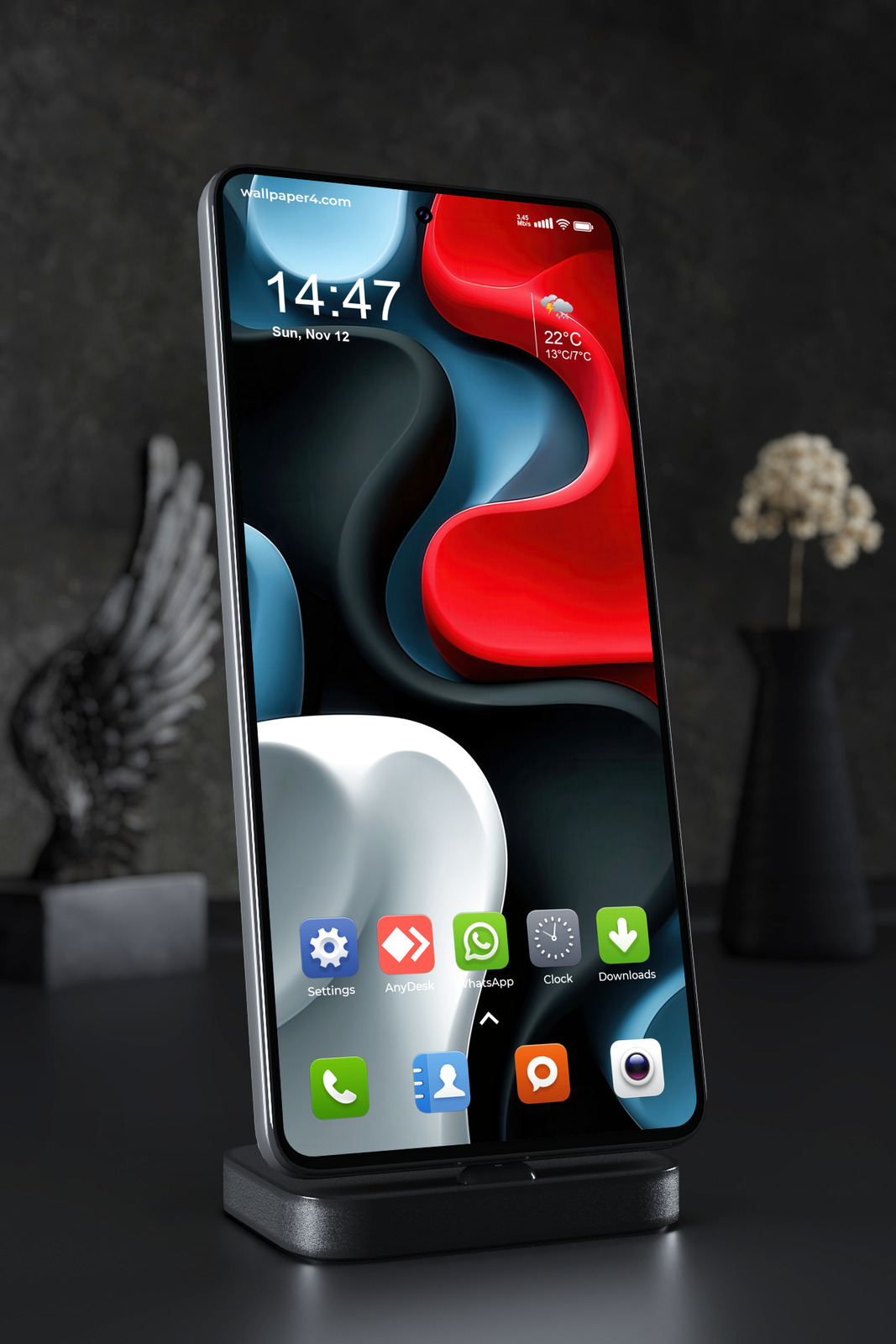 Mobile Wallpaper 3501 - Abstract Red and Blue 3D Flow Shapes