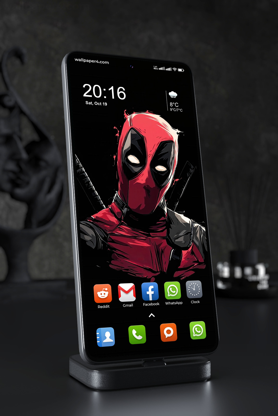 Phone Wallpaper 3514 - Red Masked Antihero Dark Comic Art