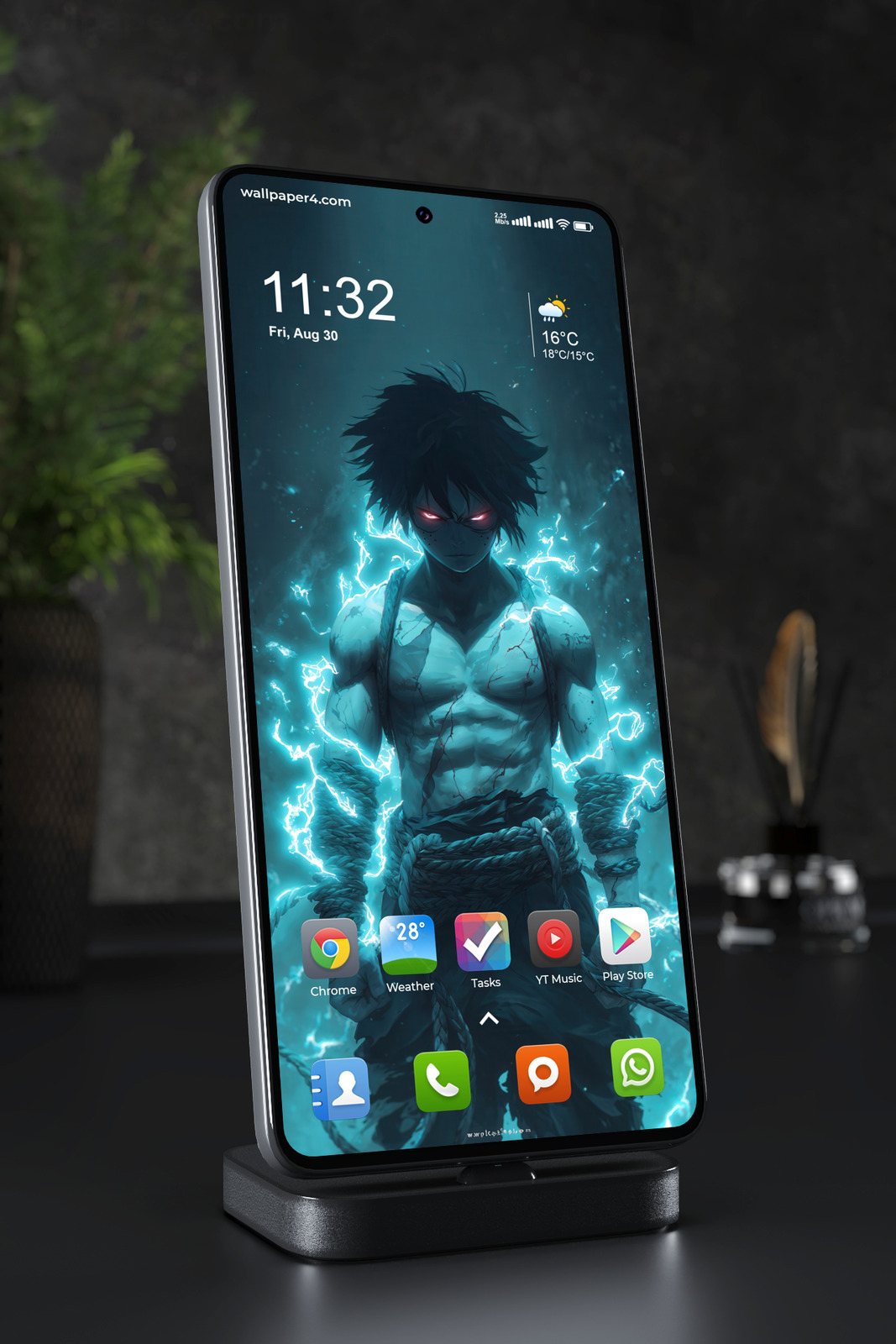 Mobile Wallpaper 3524 - Sasuke Uchiha Dark Lightning Anime Art