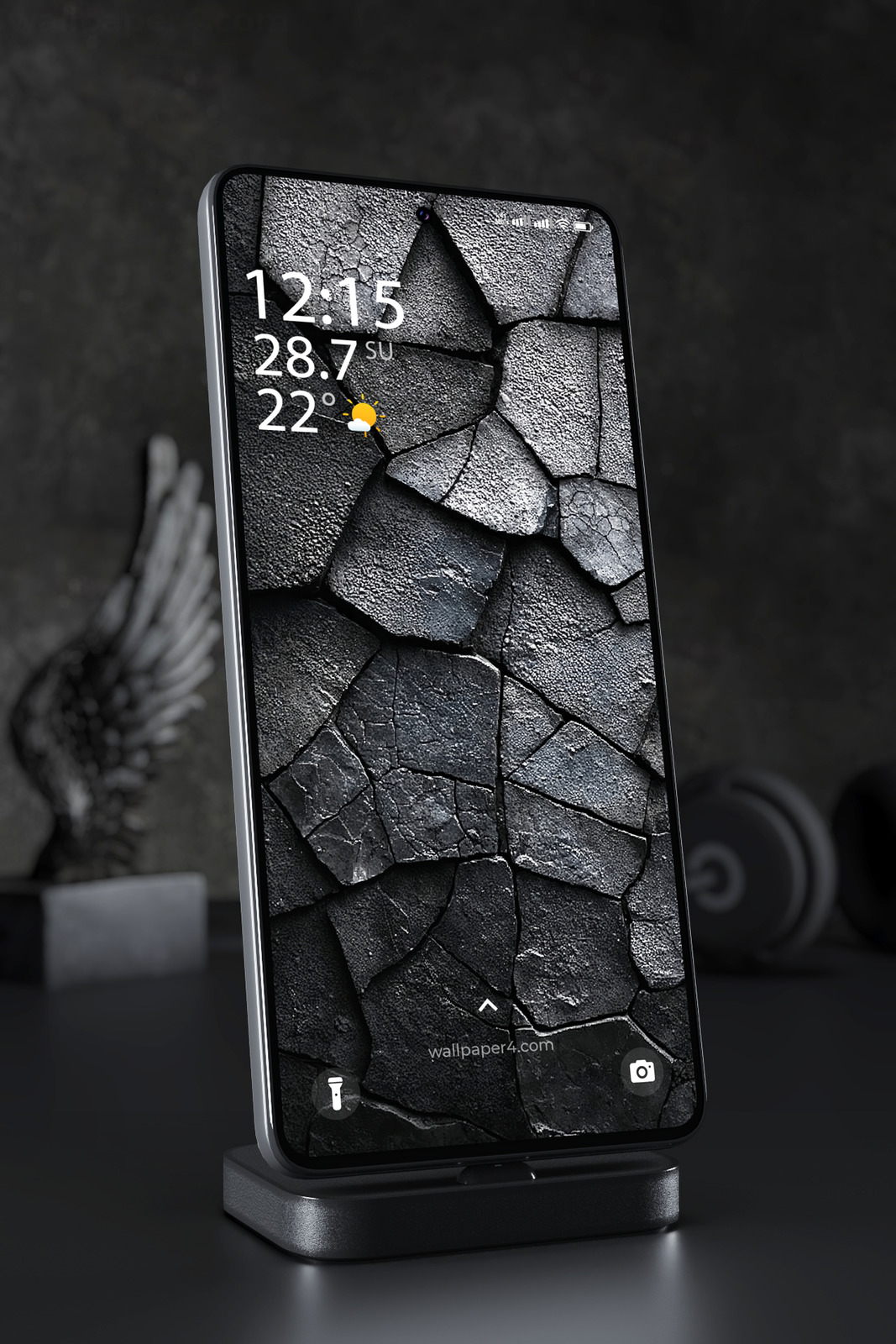 Mobile Wallpaper 3552 - Dark Cracked Stone Texture Mobile Background