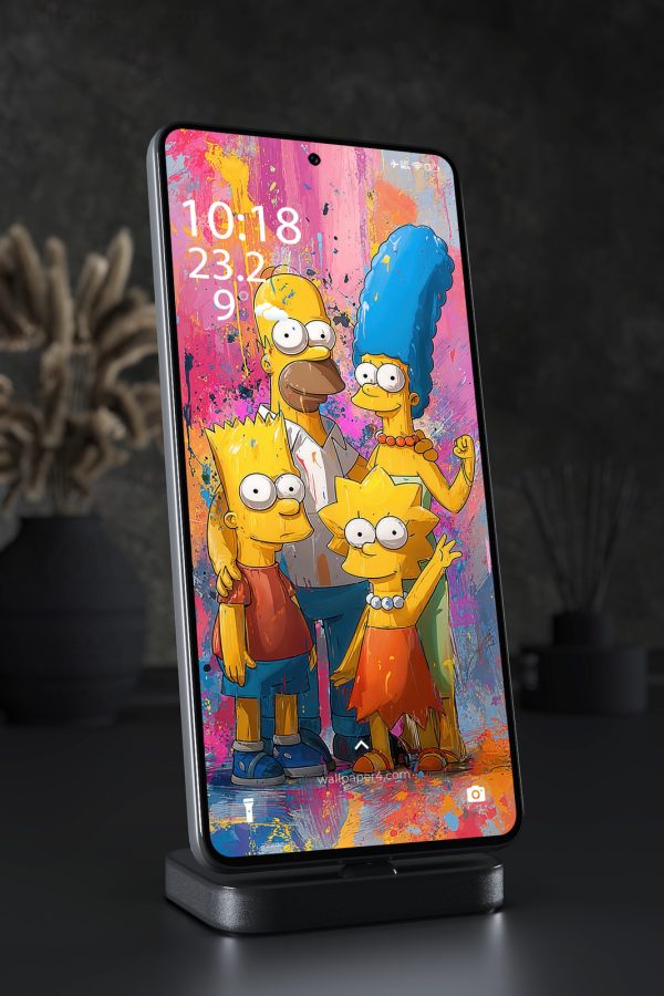 Phone Wallpaper 3555 - The Simpsons Family Homer Marge Bart Lisa Art