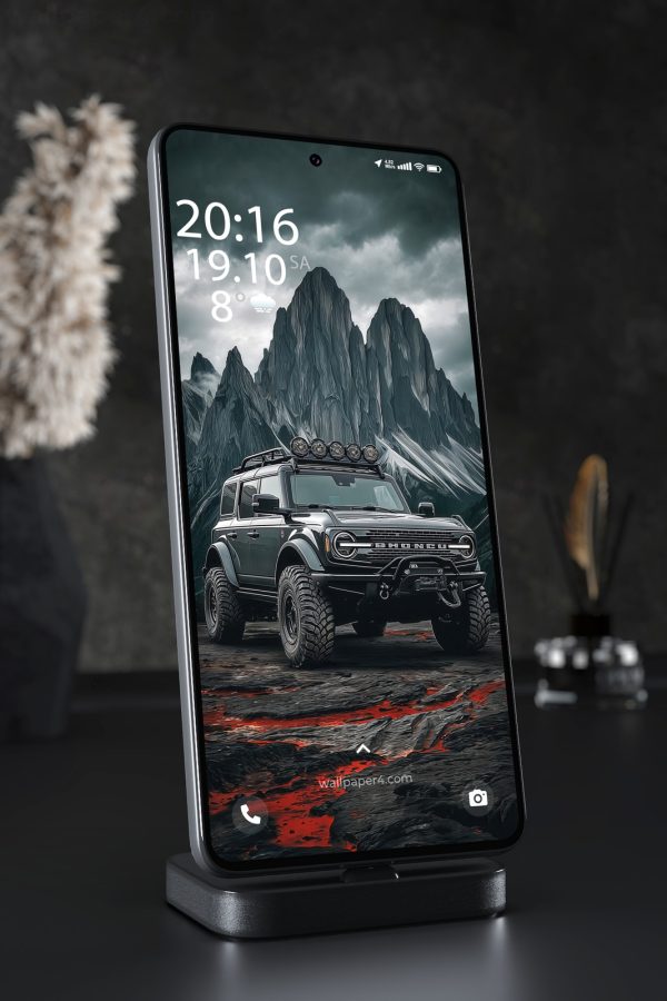 Mobile Wallpaper 3569 - Off Road SUV in Dark Mountain Landscape