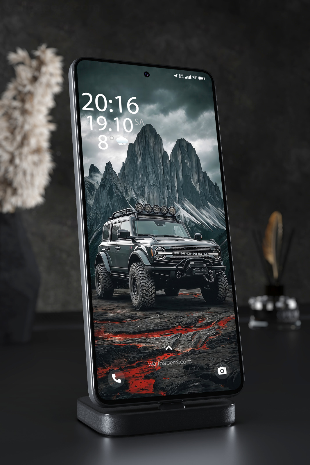 Mobile Wallpaper 3569 - Off Road SUV in Dark Mountain Landscape